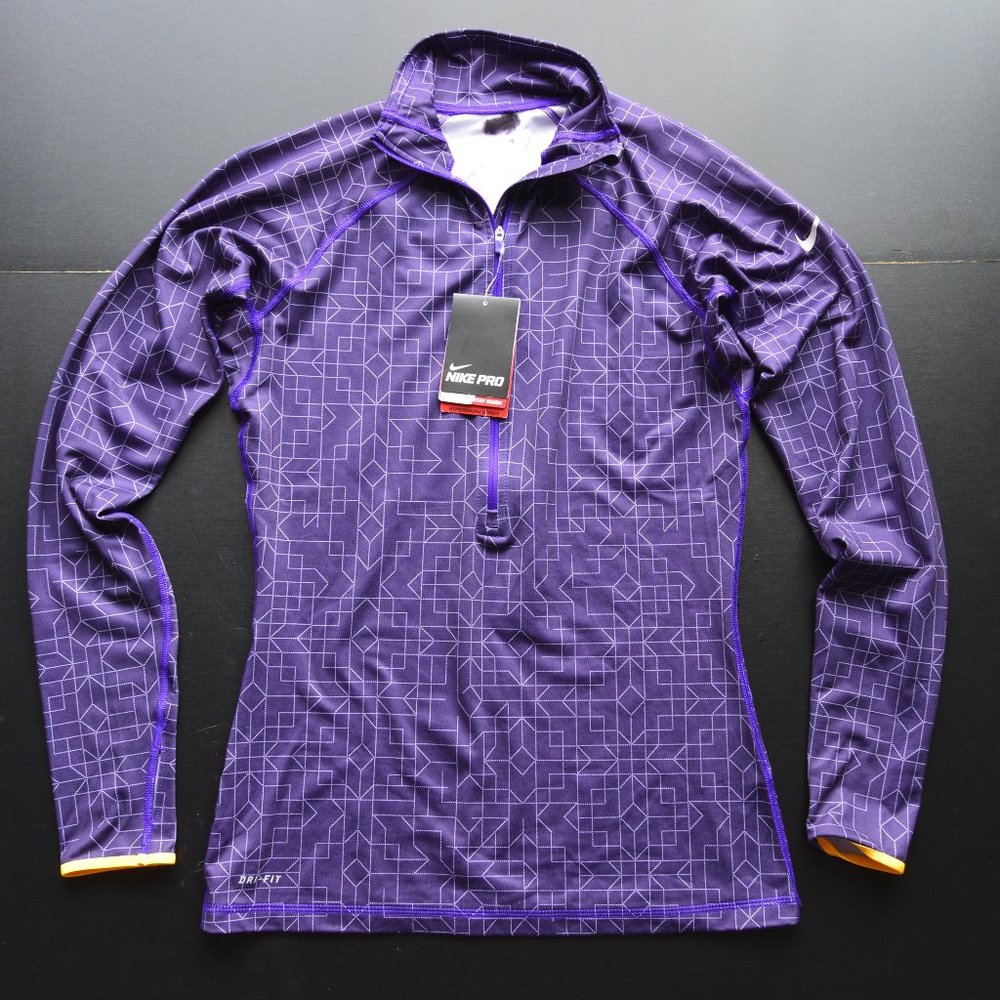 NIKE PRO PURPLE 1/2 ZIP TRAINING PULLOVER TOP